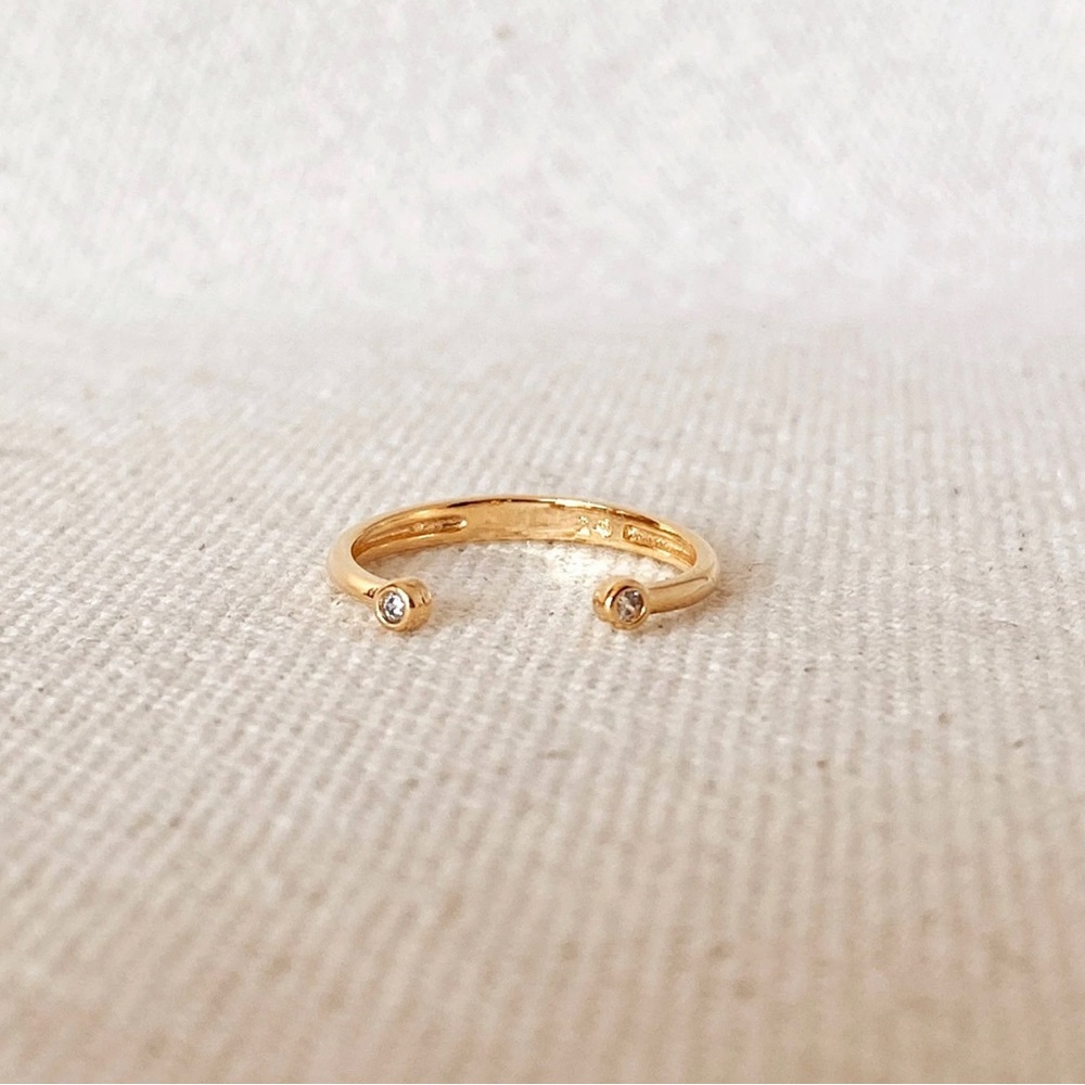 Dainty 18k Gold Filled Open Ring with Micro Bezel Cubic Zirconia